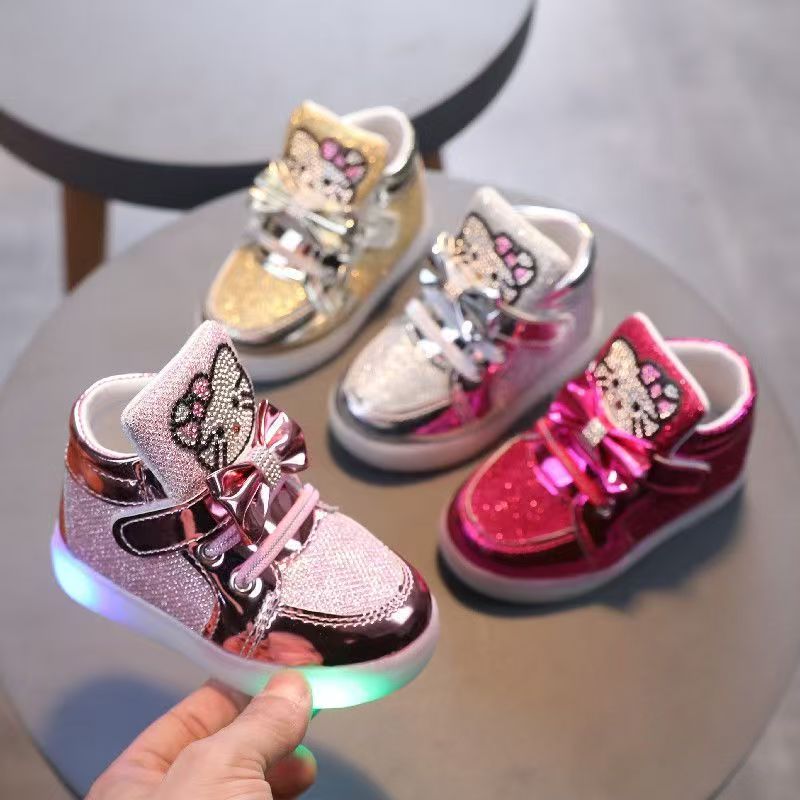 Cat Children Luminous Shoes Boys Girls Casual Shoes Flashing Lights Sneakers Toddler Little Kid Led Soft Soled