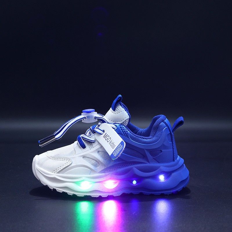 New children's sports shoes with lights Girls' gradual leather LED light-emitting children's shoes 1-6 years old boys' sports casual shoes