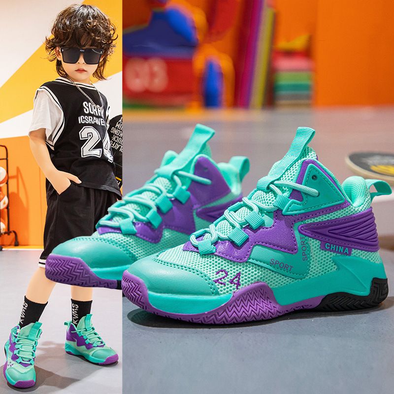 New boys' basketball shoes, children's mesh breathable sneakers, boys' casual shoes and children's running shoes