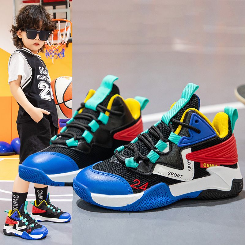 New boys' basketball shoes, children's mesh breathable sneakers, boys' casual shoes and children's running shoes