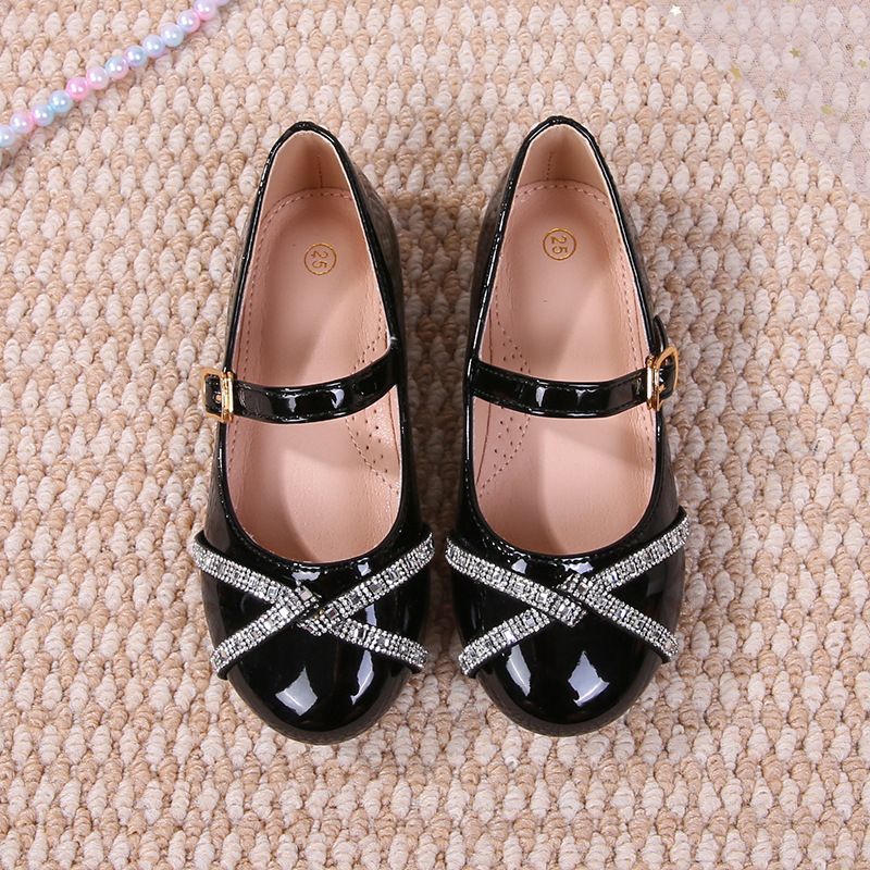 French girls shoes rhinestone bow Princess shoes 3-9 years old girls shallow shoes children's dress low heel shoes birthday party shoes