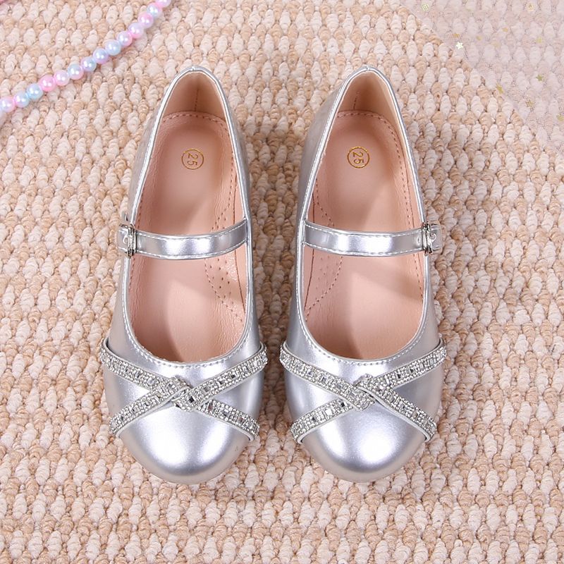 French girls shoes rhinestone bow Princess shoes 3-9 years old girls shallow shoes children's dress low heel shoes birthday party shoes