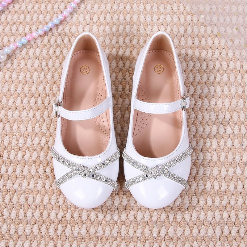 French girls shoes rhinestone bow Princess shoes 3-9 years old girls shallow shoes children's dress low heel shoes birthday party shoes