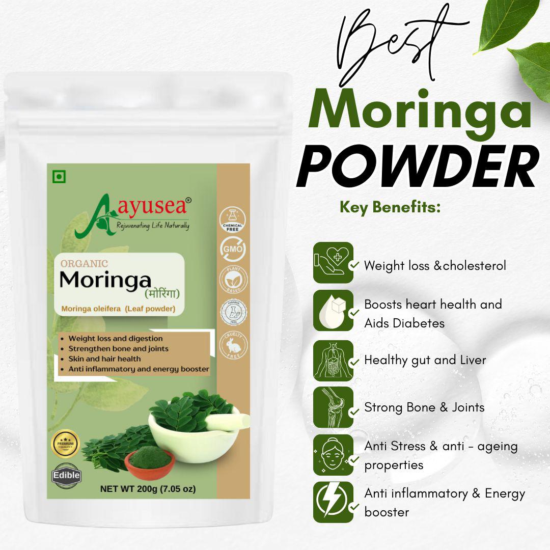 organic Moringa powder, good for blood cleansing and energy booster