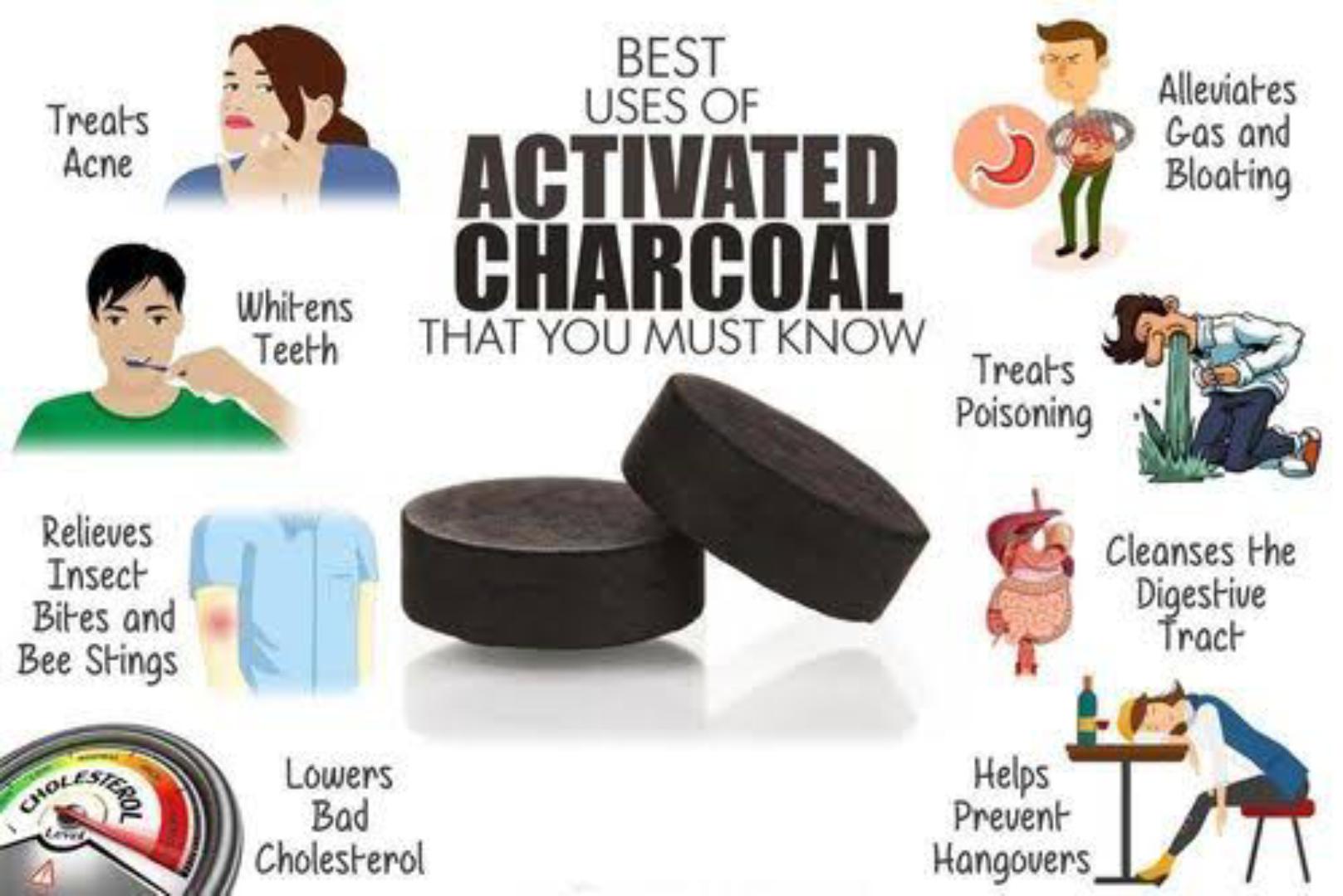 ACTIVATED CHARCOAL (treatment of emergency poisoning, snake and insects poisoning, removes impurities from body, whitens teeth, fast weight loss