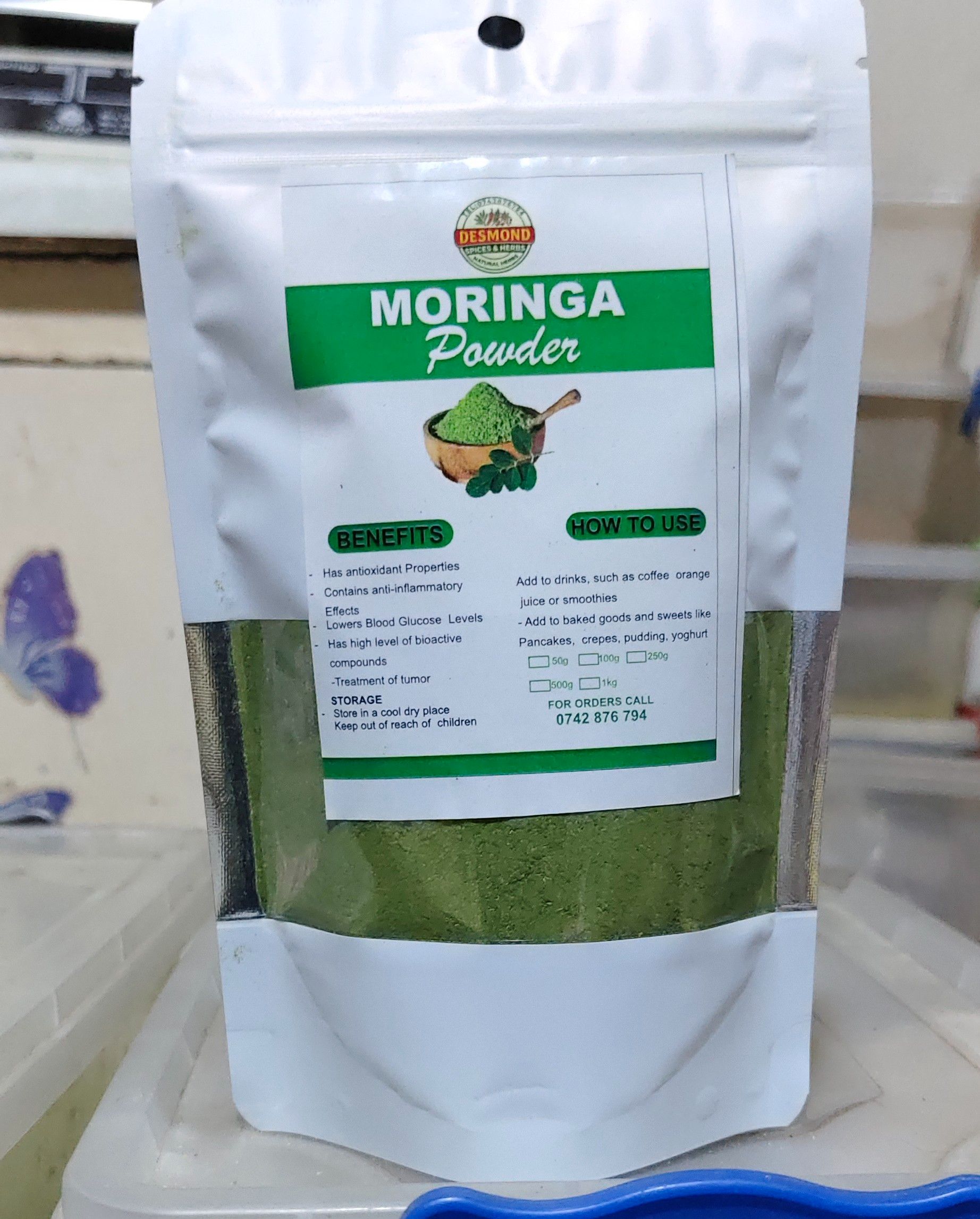 organic Moringa powder, good for blood cleansing and energy booster