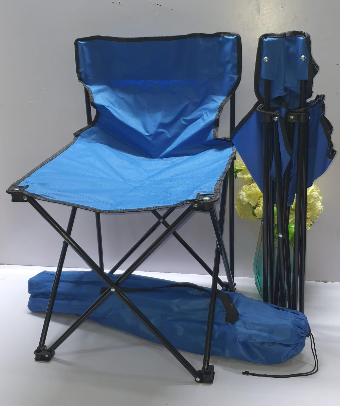 *NEW ARRIVALS*🎊🎊🥳🥳



*foldable metallic frame water proof canvas camping chair 



 *Available in black,green & blue colours*