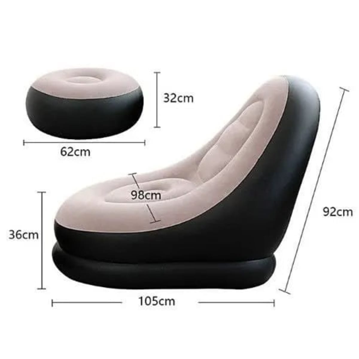 *Restocked🎯*

*Reduced price*🆒

*Inflatable sofa seat with foot stool and manual pump now available in 4 colours ✨