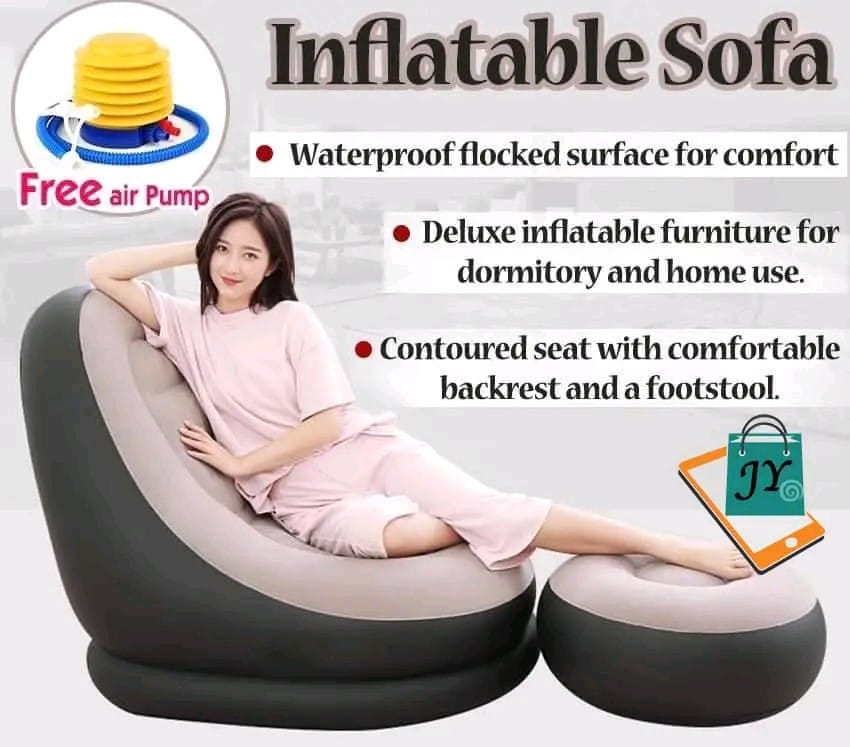 *Restocked🎯*

*Reduced price*🆒

*Inflatable sofa seat with foot stool and manual pump now available in 4 colours ✨