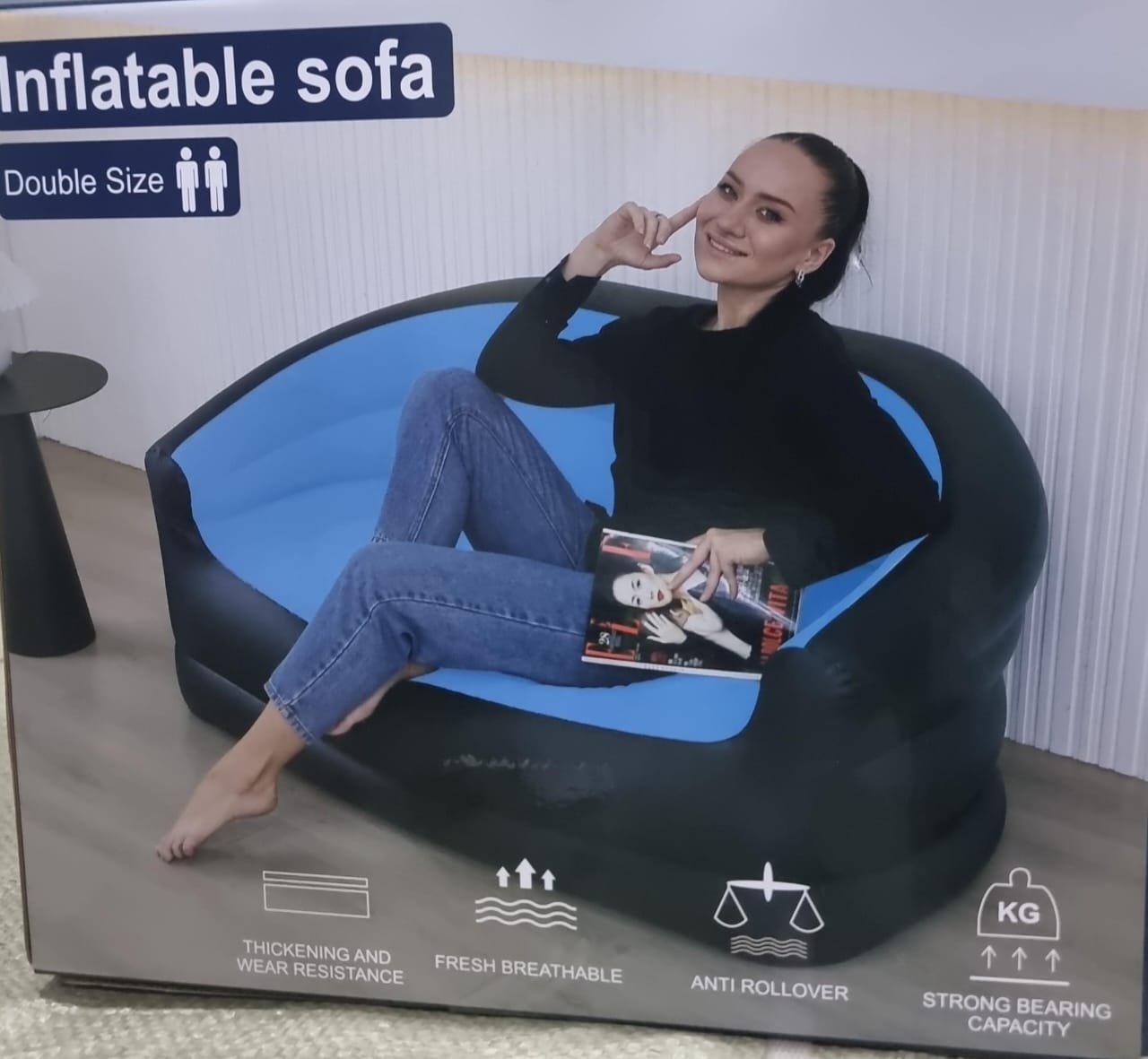 New arrival ⛲🧣🫧 Double size Inflatable sofa seat size 135x84x62cm plus manual pump now available in 2 colours beige and blue