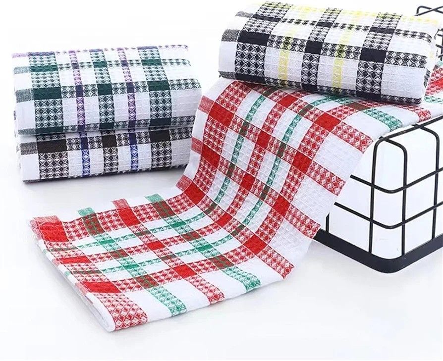 100% cotton Bright Large Tea Towels, 4-Pack, 42cm x 68cm Stripe Dish Towels for Washing Drying Dishes, Colorful Waffle Design tea Towels, Bar Towels Dish towel,