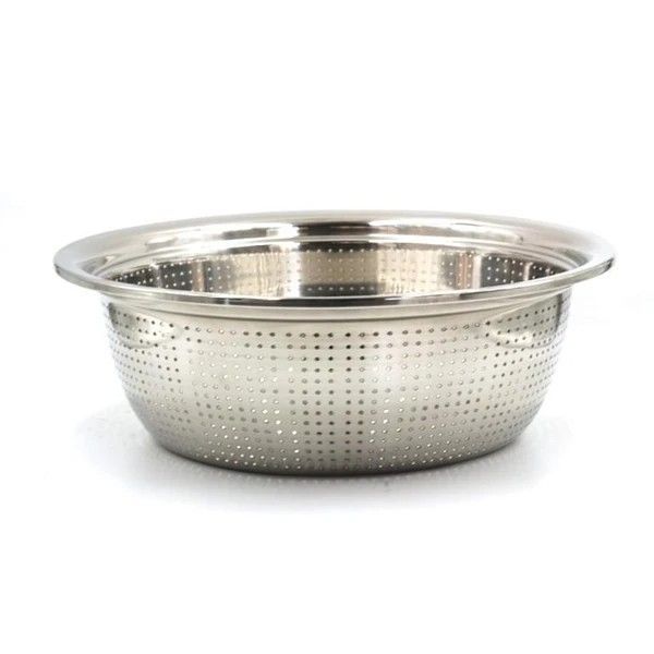 Steel washing sieve, Wash sieve Tray, vegetable washing sieve, small hole sieve,quick draining basket, stainless steel vegetable washing basket, sieve basin, Small hole basin, size 32 cm.
