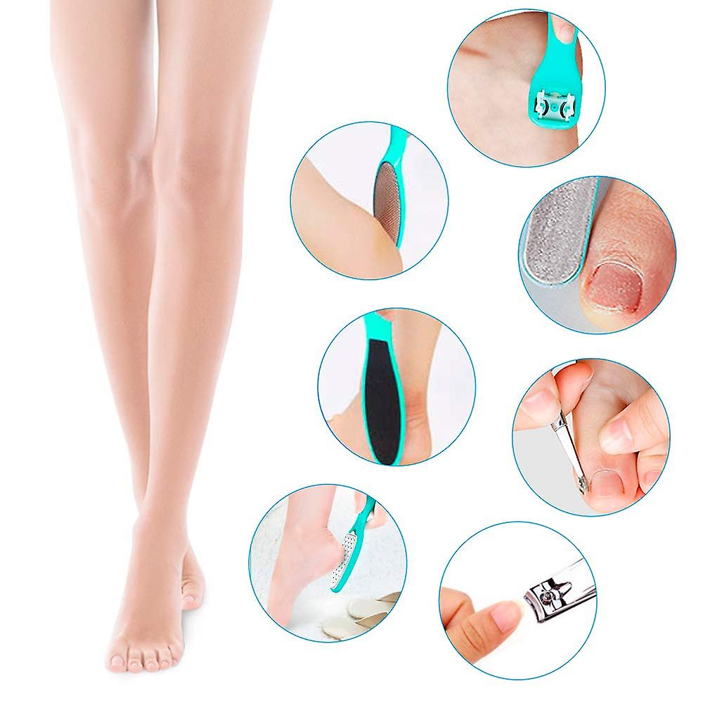 Stainless Steel Pedicure Kit Professional Exfoliation Calluses 7 Pcs Foot File Set For Women And Men At Home Or Travel Or Salon To Foot Care