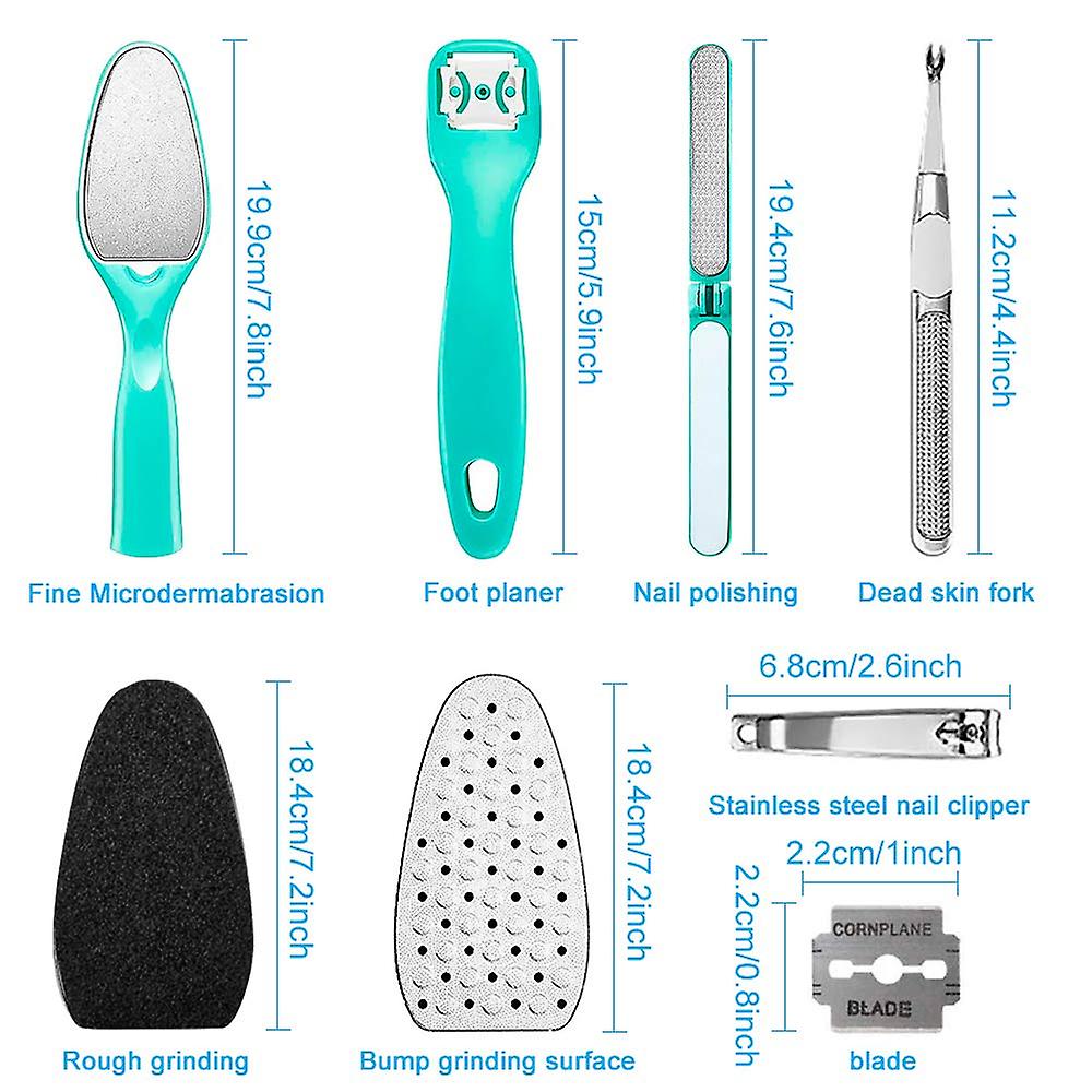 Stainless Steel Pedicure Kit Professional Exfoliation Calluses 7 Pcs Foot File Set For Women And Men At Home Or Travel Or Salon To Foot Care