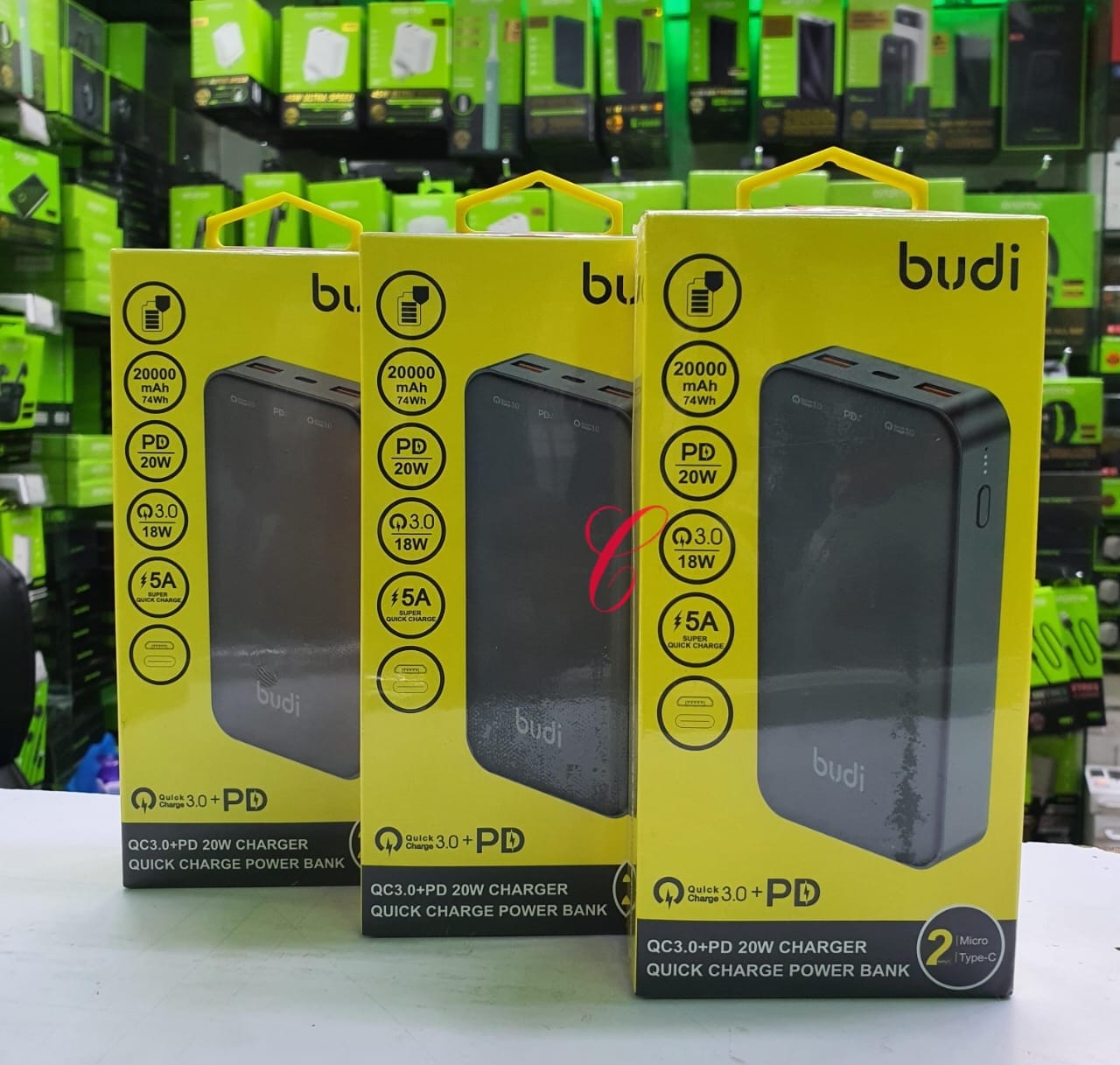 Budi PB083B 20,000mAh 20W QC+PD fast charging power banks