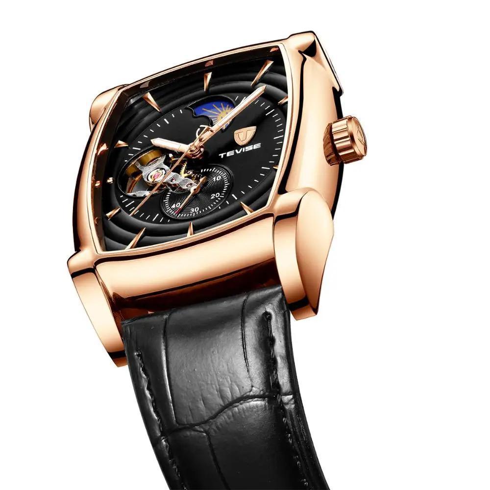 Tevise LunaGuard 802D – Elegant Timepiece with Moon Phase, Durable Leather Straps, Water Resistance, and Stylish Branded Box. A Perfect Blend of Sophistication & Functionality.