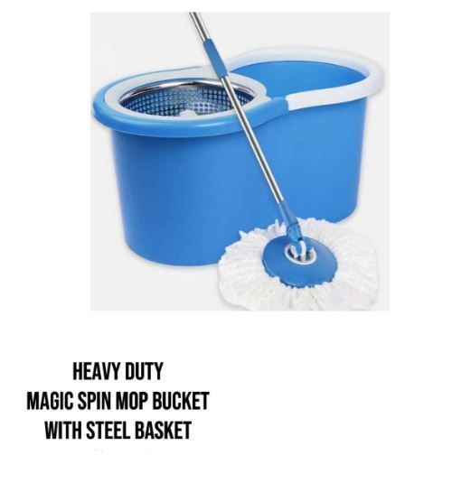 Effortless Cleaning, Dry Hands: 360° Spin Mop and Bucket with Microfiber Mop Head, Adjustable Handle, and Hands-Free Spin-Drying Mechanism for a Hygienic and Efficient Cleaning Experience