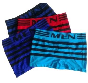 Pack of 4 Boxer Briefs (Teenagers / Kids) – Comfortable Soft Stretch Underwear with "MEN" Branding – Breathable & Flexible Fit