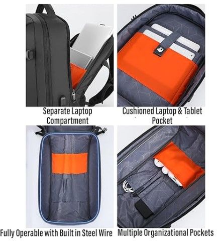 Anti-Theft Laptop Backpack – Waterproof Business Travel Bag with USB Charging Port & Lock Hard Shell Official School Office Travel  Bag  Secure LaptopBag