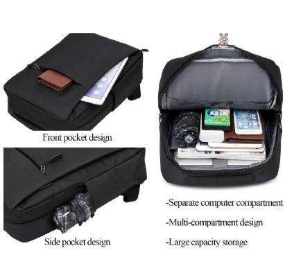 Black Laptop School Office Bag Backpack – Lightweight & Sleek Design.  Laptop , daily use, school, or light travel. 16 Inch LaptopBag Backpack USB Business School Bags Anti-Theft Men Women Travel