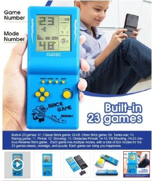 Classic Brick Game Console – Retro 9999-in-1 Handheld Gaming Toy (Blue) Brick Game Large Screen Tetris Game Console Classic Retro Children'S Handheld Game Console Electronic Toy Lcd BrickGame