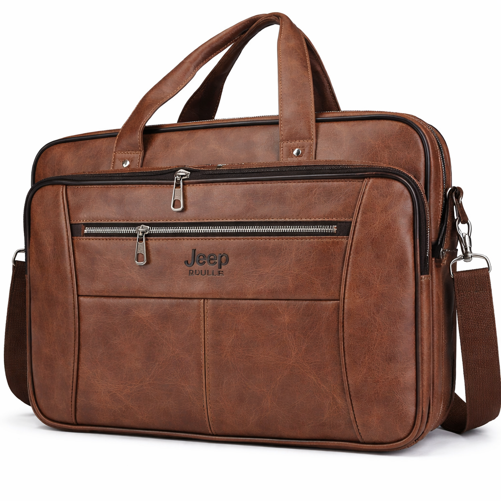 Jeep BULUO Men’s Leather Messenger Bag – Crossbody Business Tote Bag for Men | Classy Luxury Stylish Shoulder Laptop Satchel & Office Bag Briefcase School Office Travel Bag Men Women