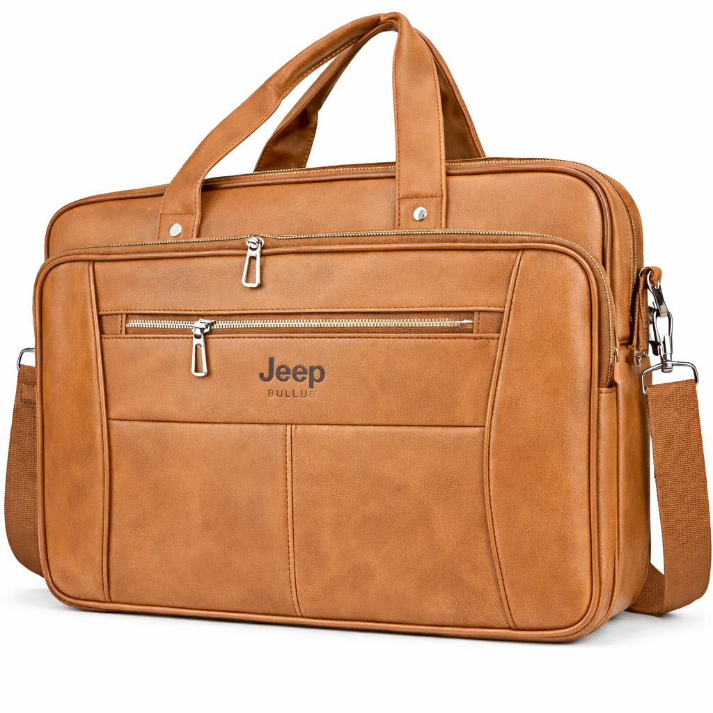 Jeep BULUO Men’s Leather Messenger Bag – Crossbody Business Tote Bag for Men | Classy Luxury Stylish Shoulder Laptop Satchel & Office Bag Briefcase School Office Travel Bag Men Women