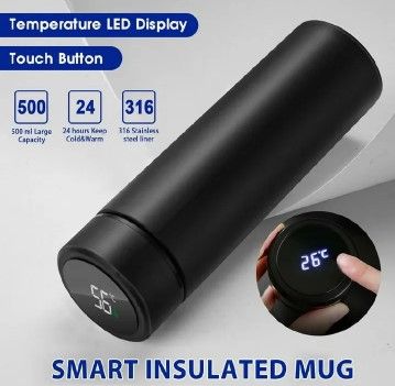 Smart LED Temperature Display Flask – 500ml Stainless Steel Thermos Bottle Stainless Steel Hot & Cold Smart Vacuum Flasks Insulated Water Bottle with Active LED Temperature indicator with Touch screen