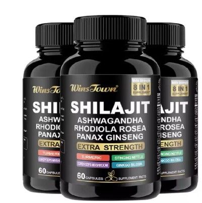 Shilajit 8-in-1 Supplement with Ashwagandha, Rhodiola Rosea & Panax Ginseng - Extra Strength & Energy Boost