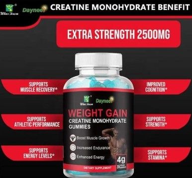 Daynee Weight Gain Gummies with Creatine Monohydrate - Muscle Growth, Endurance & Energy Boost weightgain weight gainer