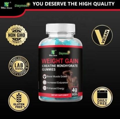 Daynee Weight Gain Gummies with Creatine Monohydrate - Muscle Growth, Endurance & Energy Boost weightgain weight gainer