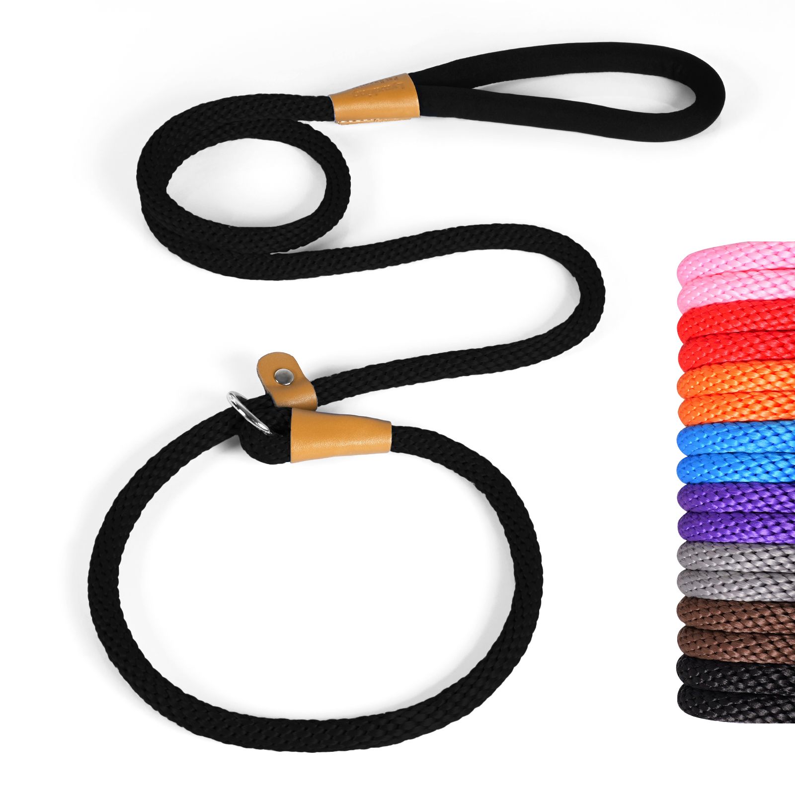 Dog Leash Slip Rope Lead Leash Strong Heavy Duty Braided Rope No Pull Training Lead Leashes for Medium Large and Small Dogs