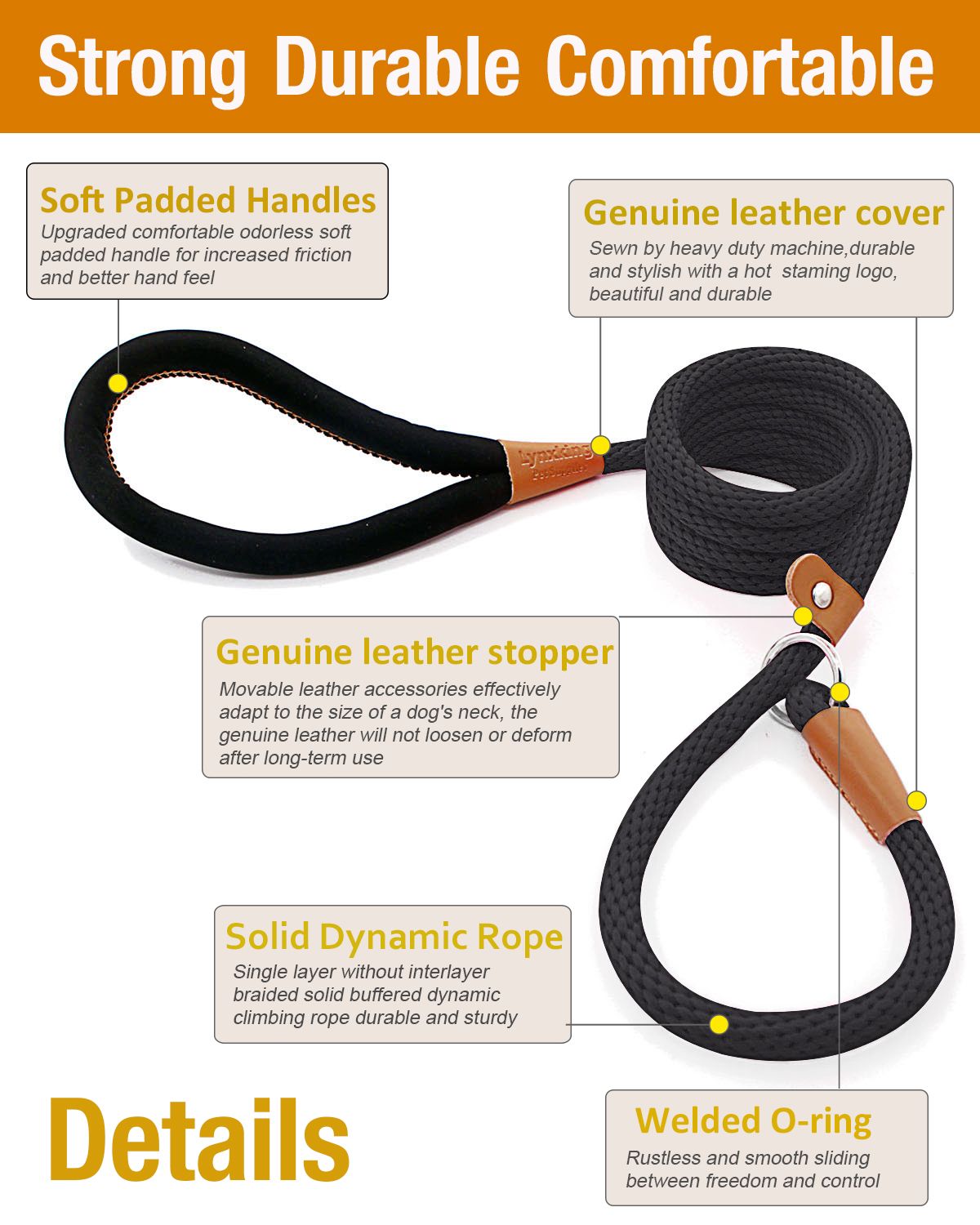 Dog Leash Slip Rope Lead Leash Strong Heavy Duty Braided Rope No Pull Training Lead Leashes for Medium Large and Small Dogs
