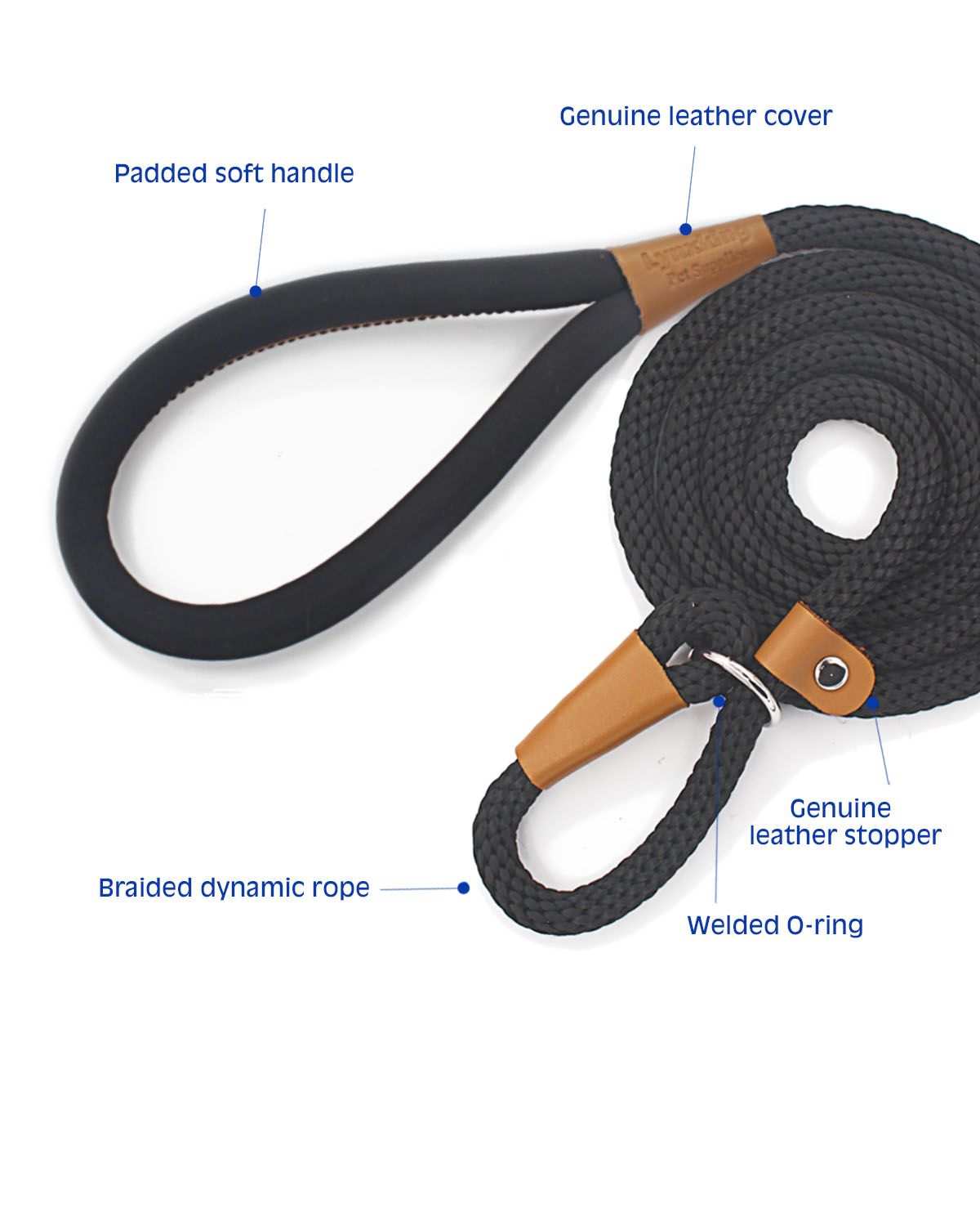 Dog Leash Slip Rope Lead Leash Strong Heavy Duty Braided Rope No Pull Training Lead Leashes for Medium Large and Small Dogs
