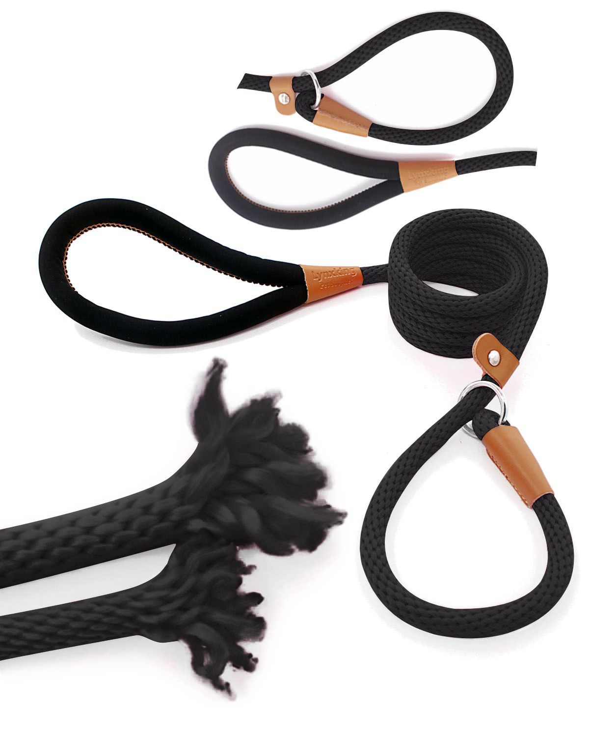 Dog Leash Slip Rope Lead Leash Strong Heavy Duty Braided Rope No Pull Training Lead Leashes for Medium Large and Small Dogs