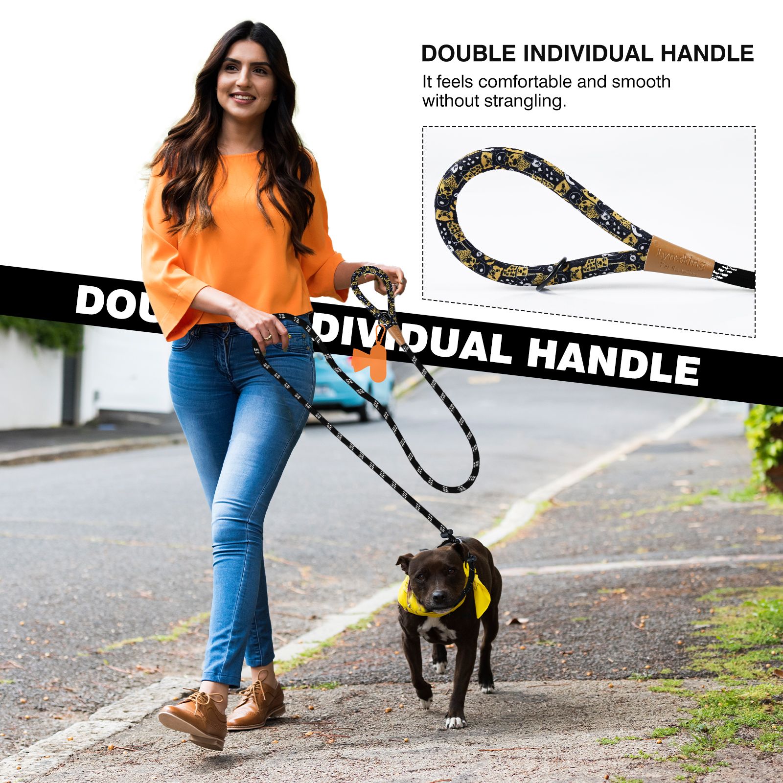 Dog Leash Reflective Slip Rope Lead Leash Strong Heavy Duty Braided Rope No Pull Training Lead Leashes for Medium Large and Small Dogs