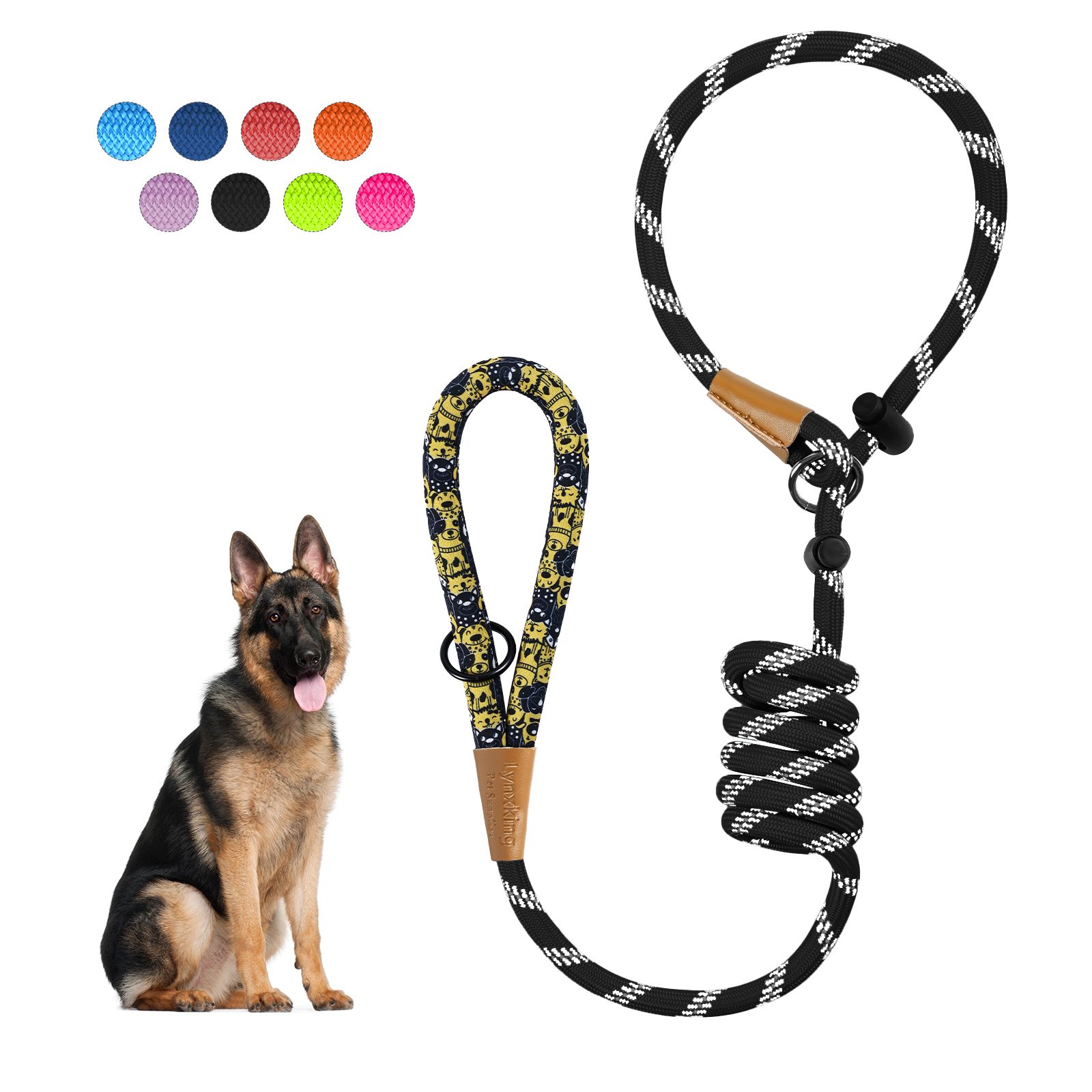 Dog Leash Reflective Slip Rope Lead Leash Strong Heavy Duty Braided Rope No Pull Training Lead Leashes for Medium Large and Small Dogs