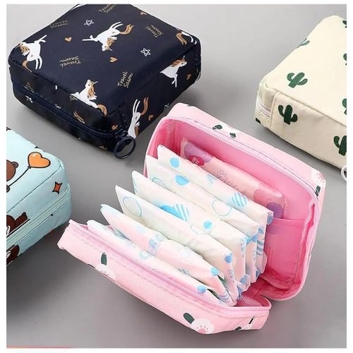 3pc Small Pouch for Women Girls Handbag Sanitary Napkin Storage Bag Menstrual Pad Bag, Charger, Cable, Earphone Organiser Bag for Handbag/Purse