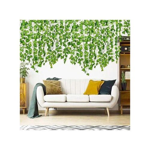 12pcs Rattan Artificial Leaves Vines Leaves Grape Ivy Leaf2.2m Plant Vine Hanging Realistic Fake Leaves Flower For Wedding Wall ,Balcony Privacy Fence Garden Decorative Hedge And Outdoor Decor