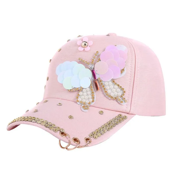 Women's sun hat Baseball Cap Hip Hop Adjustable -Stylish Butterfly Rhinestone and Daily Wear