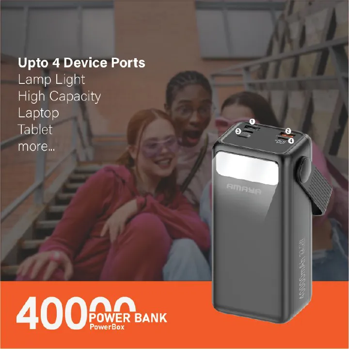 Amaya Upgrade  40000mAh Super Fast Charging Powerbank Large Capacity 100% Mark Capacity LED Digital Display Power bank TypeC Micro USB For all Phones Tablets