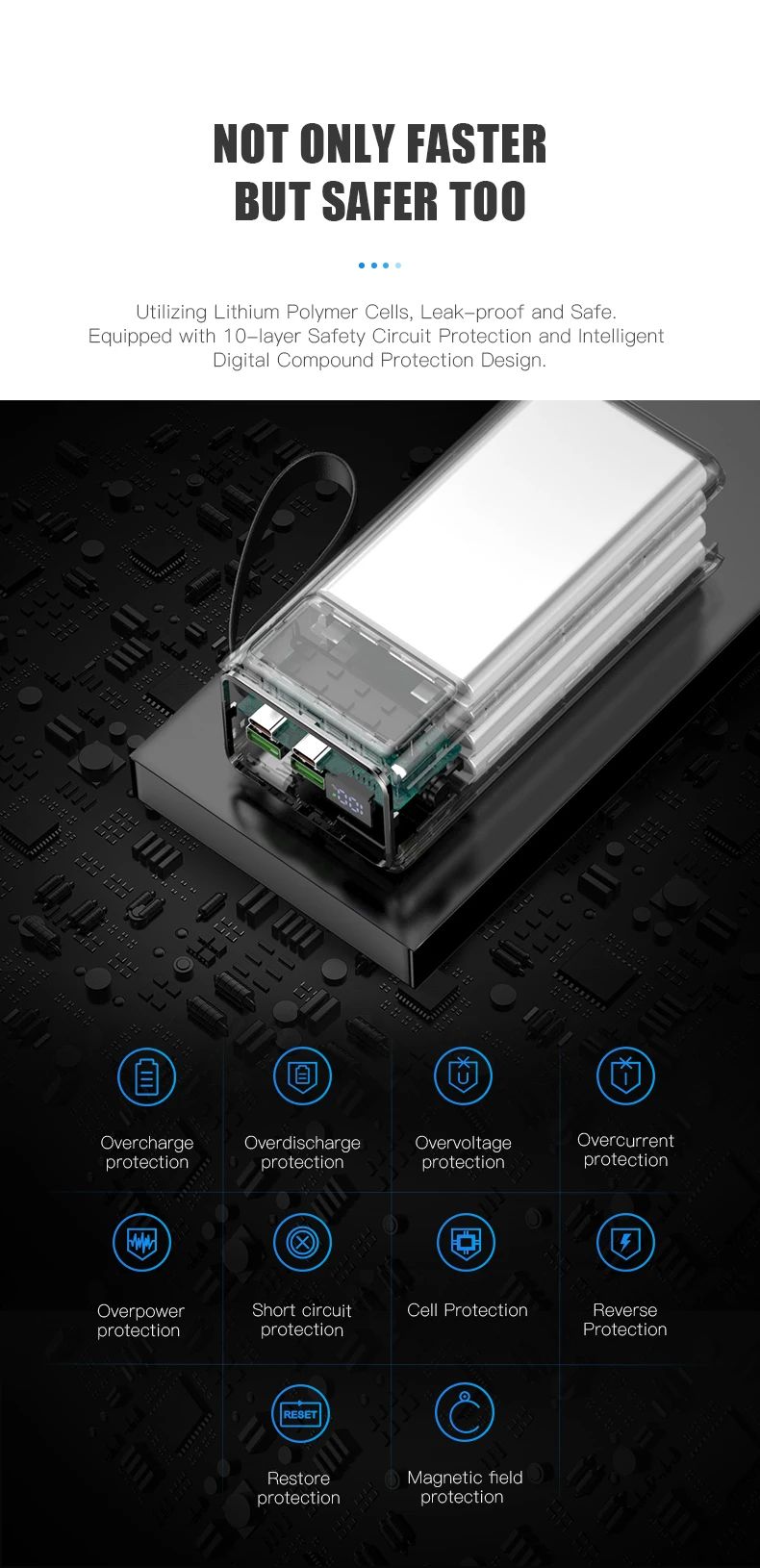 Amaya Upgrade  40000mAh Super Fast Charging Powerbank Large Capacity 100% Mark Capacity LED Digital Display Power bank TypeC Micro USB For Smart phones Laptop Tablet Portable Battery Charger Mobile