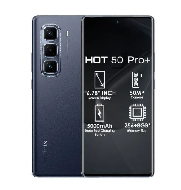 Infinix Hot 50 Pro Plus 256GB+16(8+8)GB 6.7" 3D-Curved AMOLED 120Hz Screen Phone 5000mAh With 33W Type-C 50MP Camera MTK Helio G100 Fingerprint Lock Infinix Hot 50 Pro+ Smart Phone