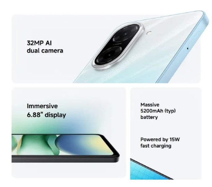 [Special Discount] Redmi A5 128GB+4GB 6.88" 120Hz Display 32MP+8MP Cameras Android 15 5200mAh Battery Fingerprint Unlock Unisoc T7250 Processor Dust and Splash Resistant Smart Phone
