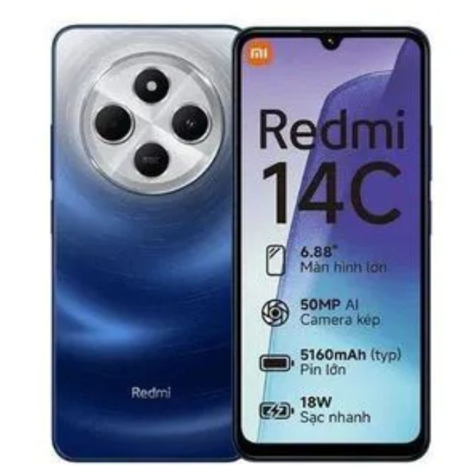 [Limited offer] Xiaomi Redmi 14C 4GB+128GB 6.88" Storage 4G Network Dual SIM 90Hz LCD Screen 50MP Camera 33W Type-C Charging 5160mAh Battery Fingerprin t& Face Smart Phones Phone