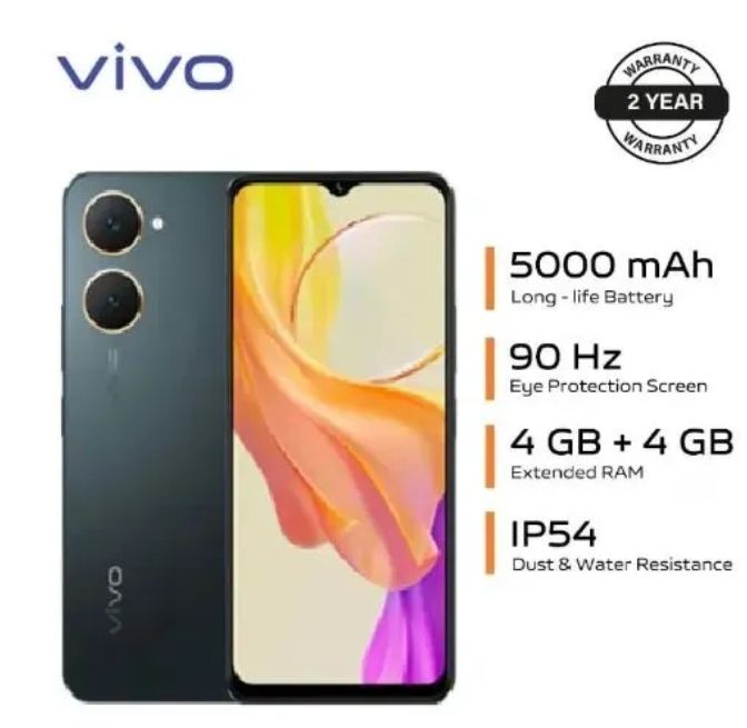 Vivo Y03 128GB+8GB[4+4] 6.56" 90Hz Display Android 4G 5000mAh Smart Phones 1 Years warranty phone IP54 Dust/Water Resistant MTK Helio G85 Processor 13MP Camera 15W Fast Charging Smartphone