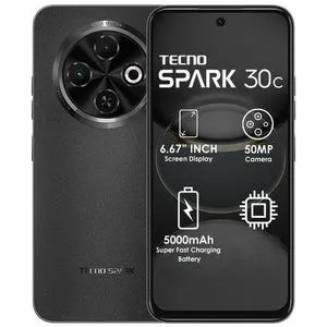 Tecno Spark 30C 128GB +8(4+4)GB 120Hz 6.6" Display Dynamic Port 50MP IP54 Dust/Water Dual Speakers 7.8mm Ultra Slim 5000mAh 18W Type-C Dual SIM 4G Smart Phones Side Fingerprint phone