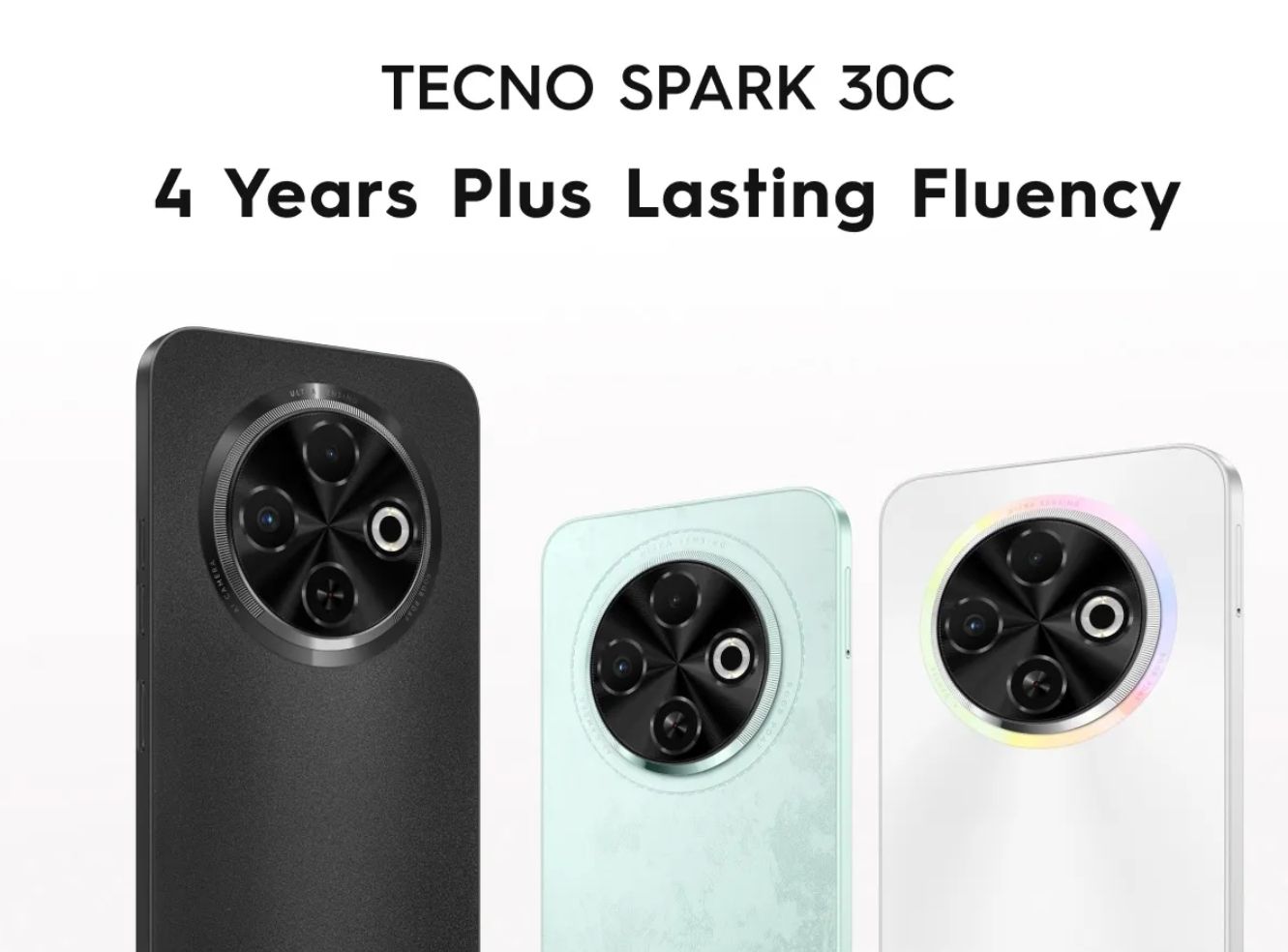 Tecno Spark 30C 128GB +8(4+4)GB 120Hz 6.6" Display Dynamic Port 50MP IP54 Dust/Water Dual Speakers 7.8mm Ultra Slim 5000mAh 18W Type-C Dual SIM 4G Smart Phones Side Fingerprint phone