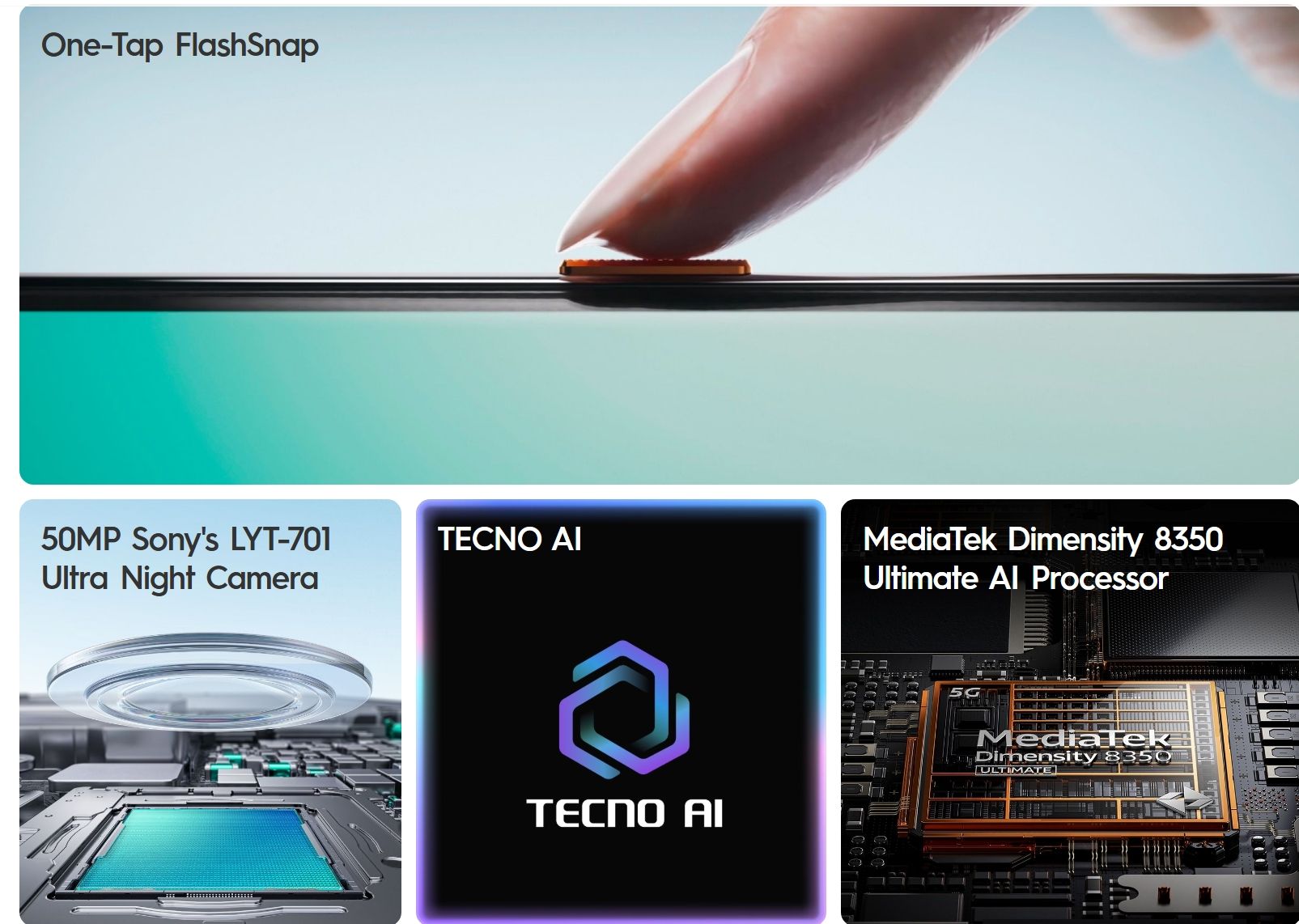 Tecno Camon 40 Premier 256GB+16(8+8)GB RAM 6.67" 144Hz LTPO AMOLED MTK Dimensity 8350 45W 5100mAh 50MP Dual Speaker Android 15 IP68/IP69 Dust Water Resistance Dual Sim Smart Phones phone