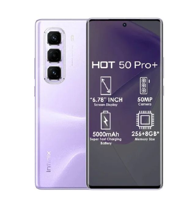 Infinix Hot 50 Pro Plus 256GB+16(8+8)GB 6.7" 3D-Curved AMOLED 120Hz Screen Phone 5000mAh With 33W Type-C 50MP Camera MTK Helio G100 Fingerprint Lock Hot 50 Pro+ Smart Phone